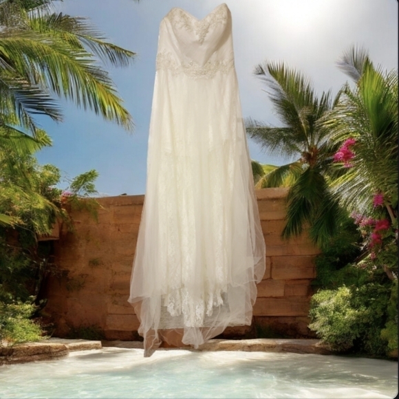 ✨Boho Beach Babe Mini: Custom David's Bridal Lace & Tulle Dream Dress ✨ … - Picture 9 of 12